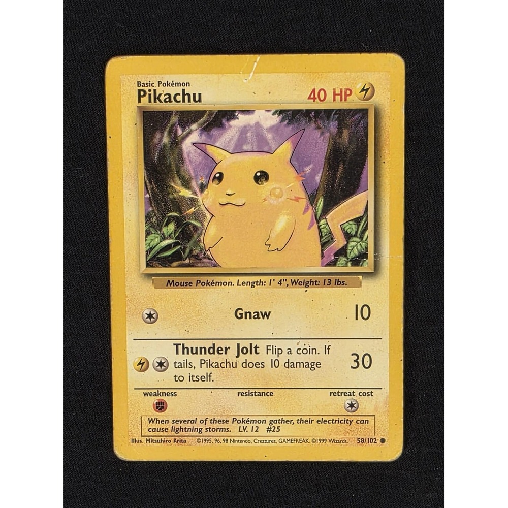 Pokemon Base‎ Set Pikachu 58/102 Common Card 1999